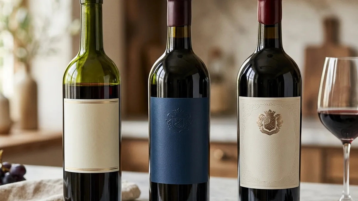 Três garrafas de Cabernet em faixas de preço diferentes